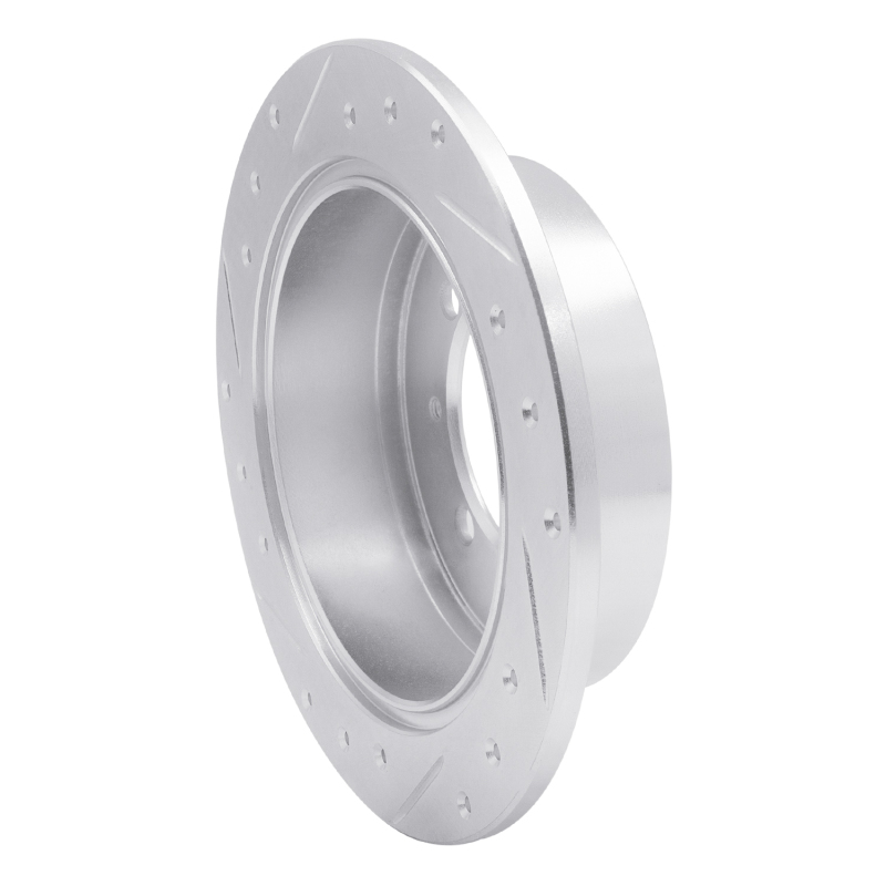 Dodge COLT Brake Rotor (1) - Rear Right - R1 Concepts - Drilled & Slotted - Silver - `92-`04